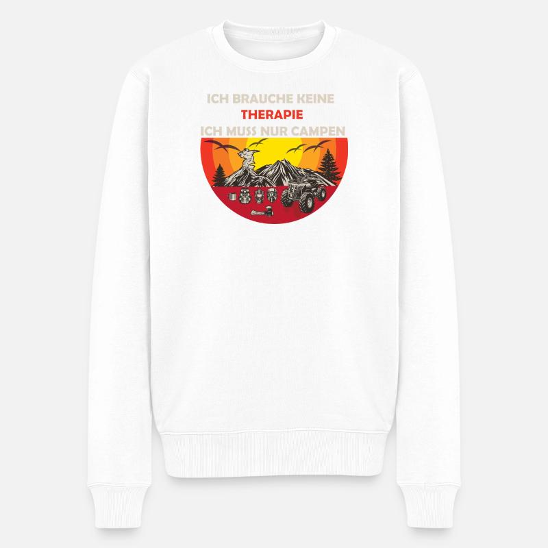 Campingfreude statt Therapie - Männer Premium Bio Pullover - Weiß