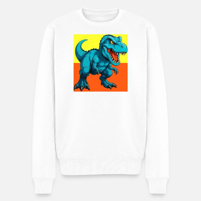 Dinosaurier - Männer Premium Bio Pullover - Weiß