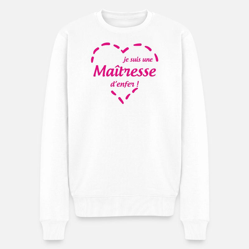 Maîtresse d'enfer Cœur Rose Pointillé - Pull Premium bio Homme - blanc