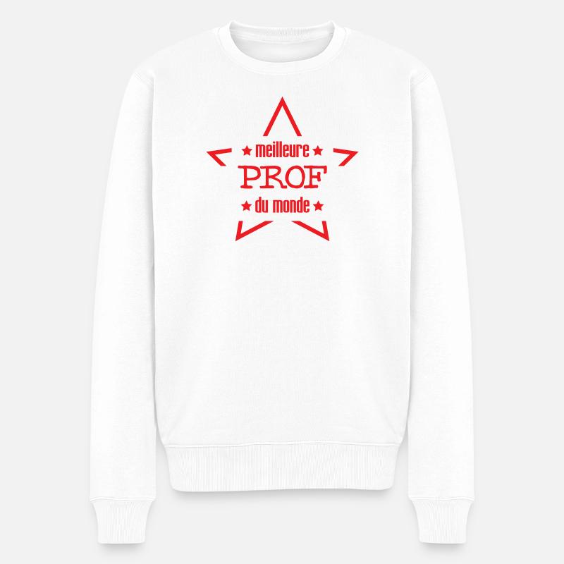 Étoile Meilleur Professeur du Monde Graphisme  - Pull Premium bio Homme - blanc
