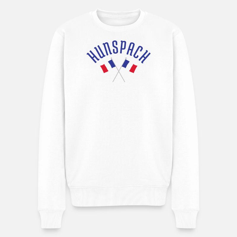 HUNSPACH arqué avec drapeaux français croisés - Pull Premium bio Homme - blanc