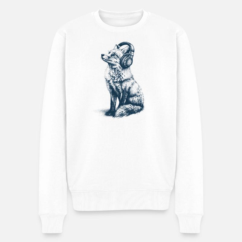 Music Fox - Pull Premium bio Homme - blanc