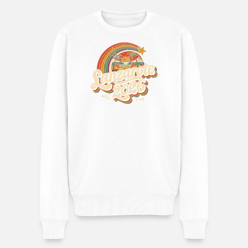 Lanzarote 2026 Strand Retro - Männer Premium Bio Pullover - Weiß