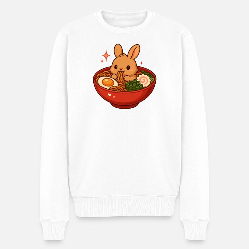 Lapin aux nouilles, ramen, kawaii lapin - Pull Premium bio Homme - blanc