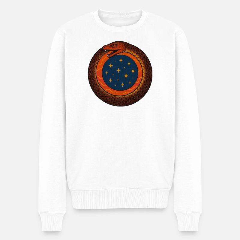 Kosmisches Ouroboros-Emblem - Männer Premium Bio Pullover - Weiß