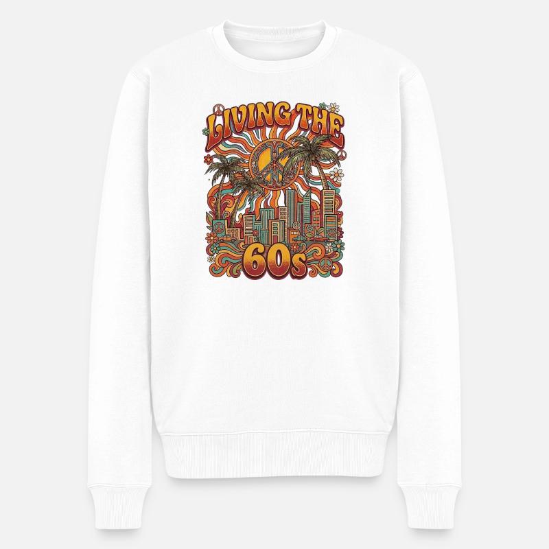 60s Hippie Life - Männer Premium Bio Pullover - Weiß