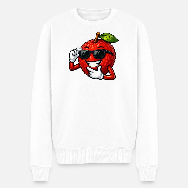 Coole Litchi Cartoon Sommerdesign Obst Frucht - Männer Premium Bio Pullover - Weiß