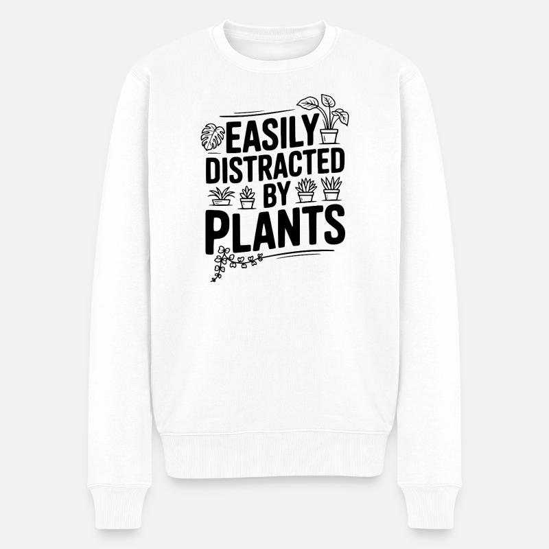 Facilement distrait par les plantes - Pull Premium bio Homme - blanc