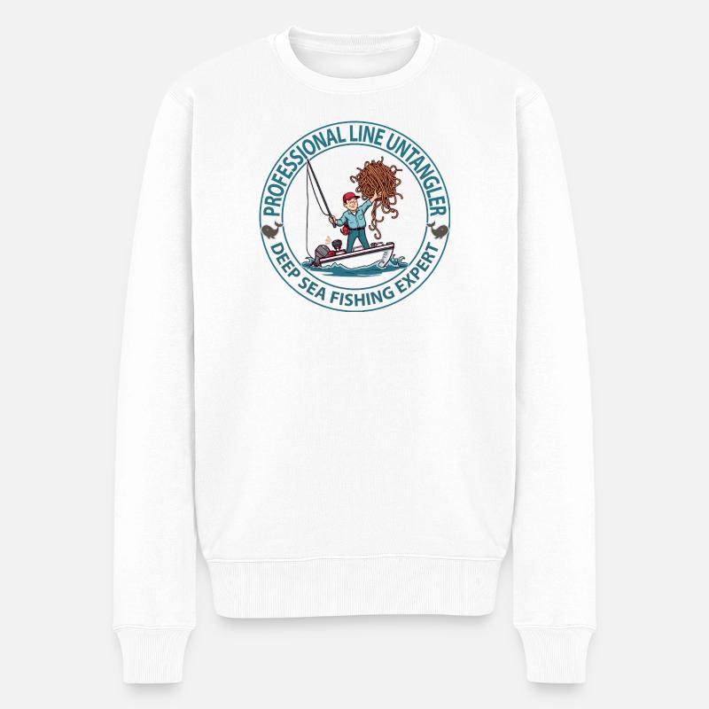 Logo des Experten für Tiefseefischerei - Männer Premium Bio Pullover - Weiß