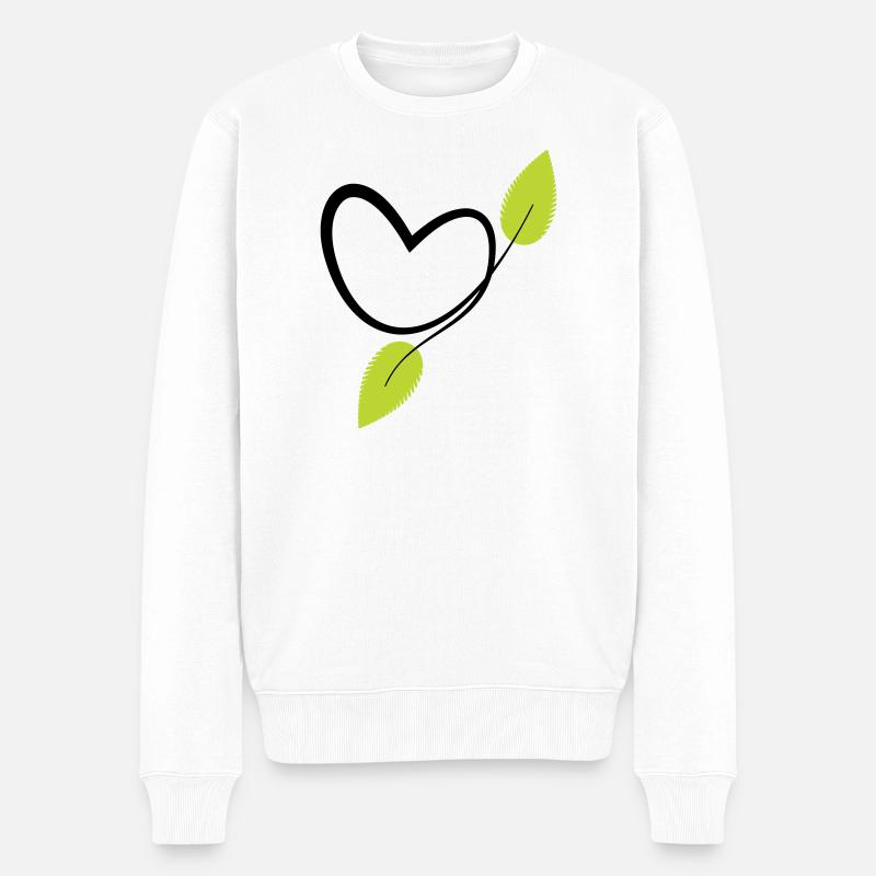 Organisches Chlorophyll-Pflanzenherz - Männer Premium Bio Pullover - Weiß