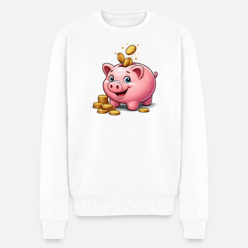 Sparschwein Glücksgold - Männer Premium Bio Pullover - Weiß