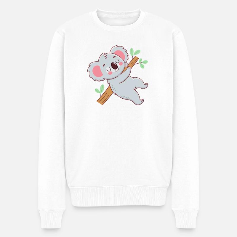 Koala câlin sur branche - Pull Premium bio Homme - blanc