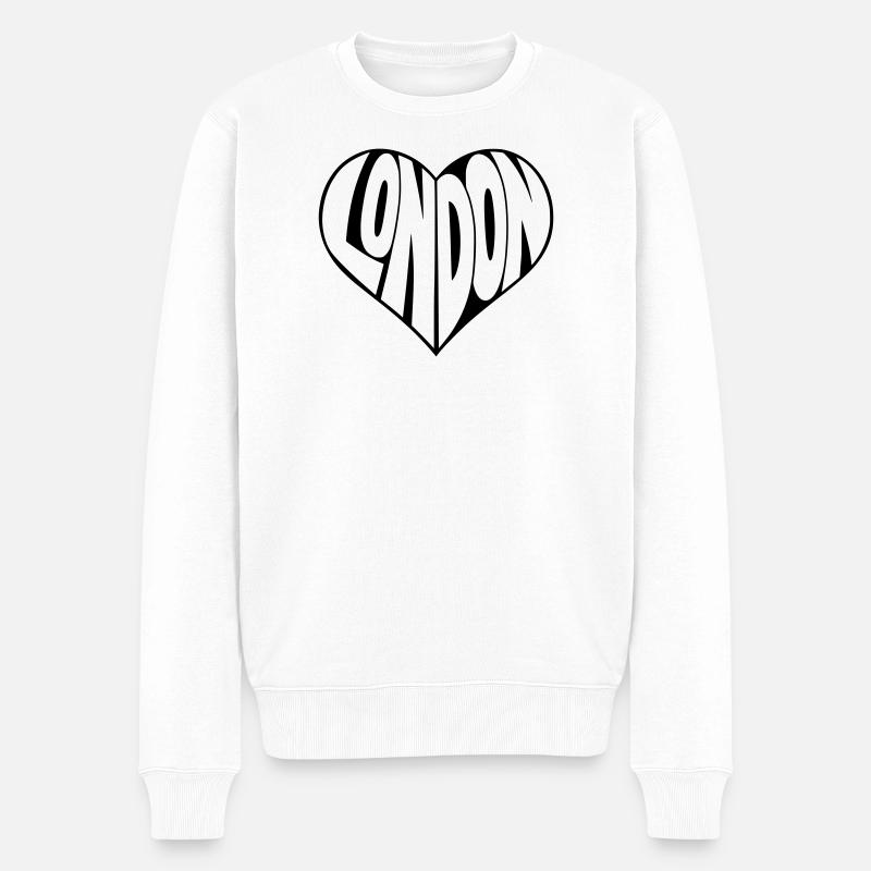 London Herzdesign - Männer Premium Bio Pullover - Weiß