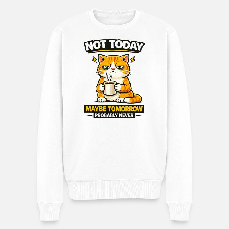 Nicht heute Katzenkaffee-Prokrastination - Männer Premium Bio Pullover - Weiß