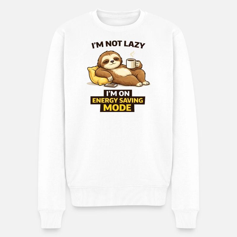Trägheit im Energiesparmodus - Männer Premium Bio Pullover - Weiß