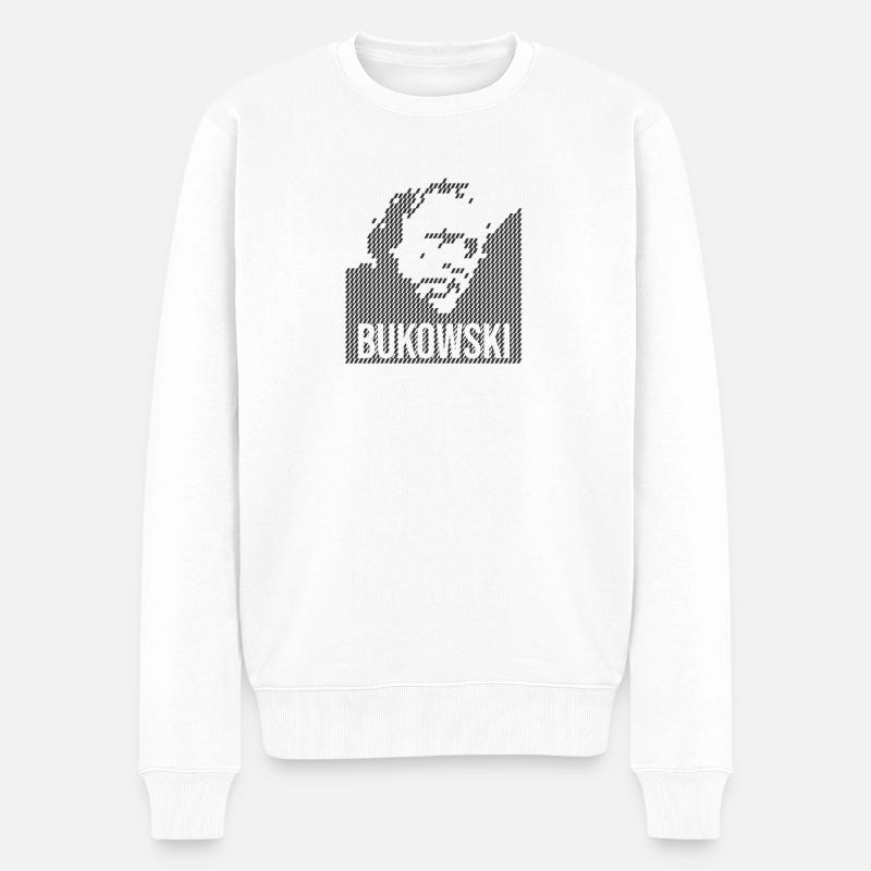 Charles Bukowski Conception du portrait - Pull Premium bio Homme - blanc