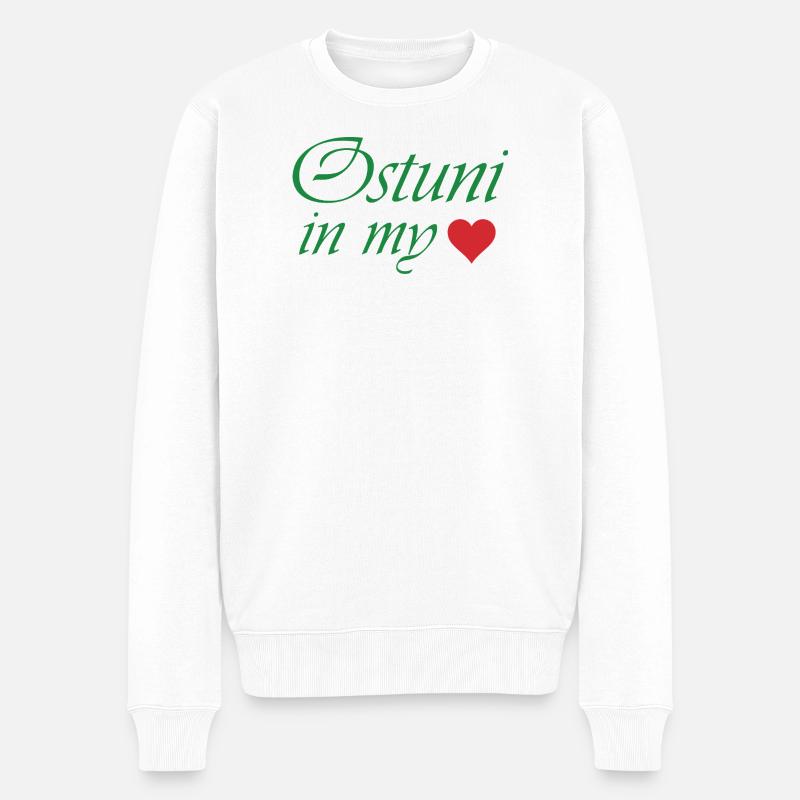 Ostuni in meinem Herzen - Männer Premium Bio Pullover - Weiß