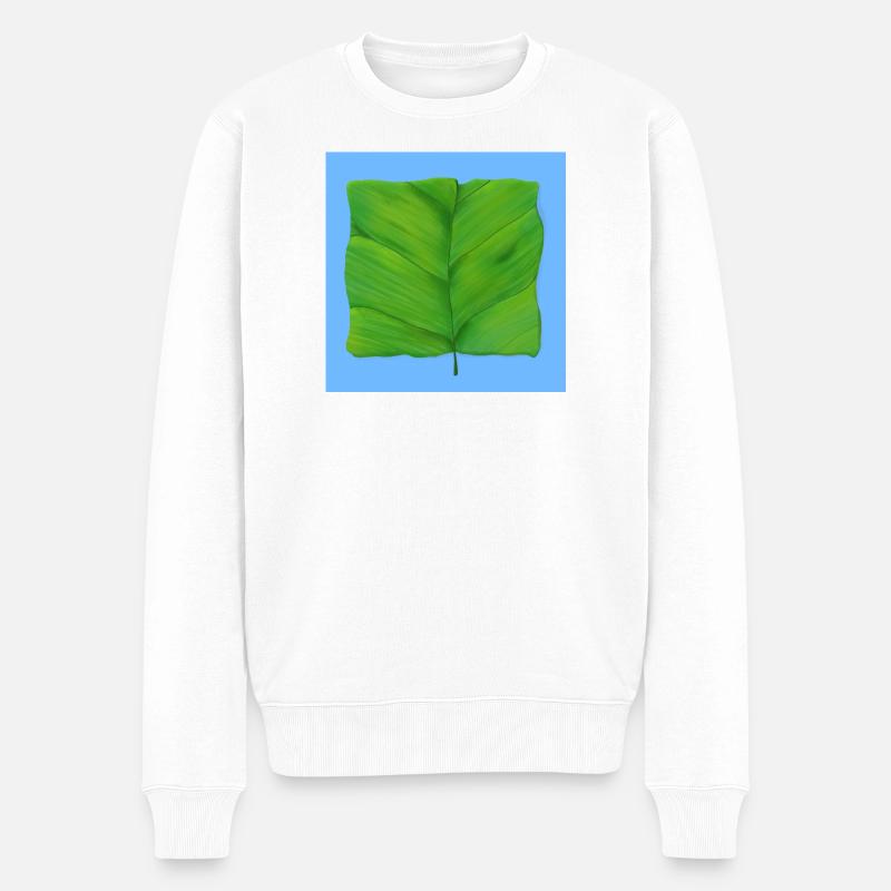 Das quadratische Blatt - Männer Premium Bio Pullover - Weiß