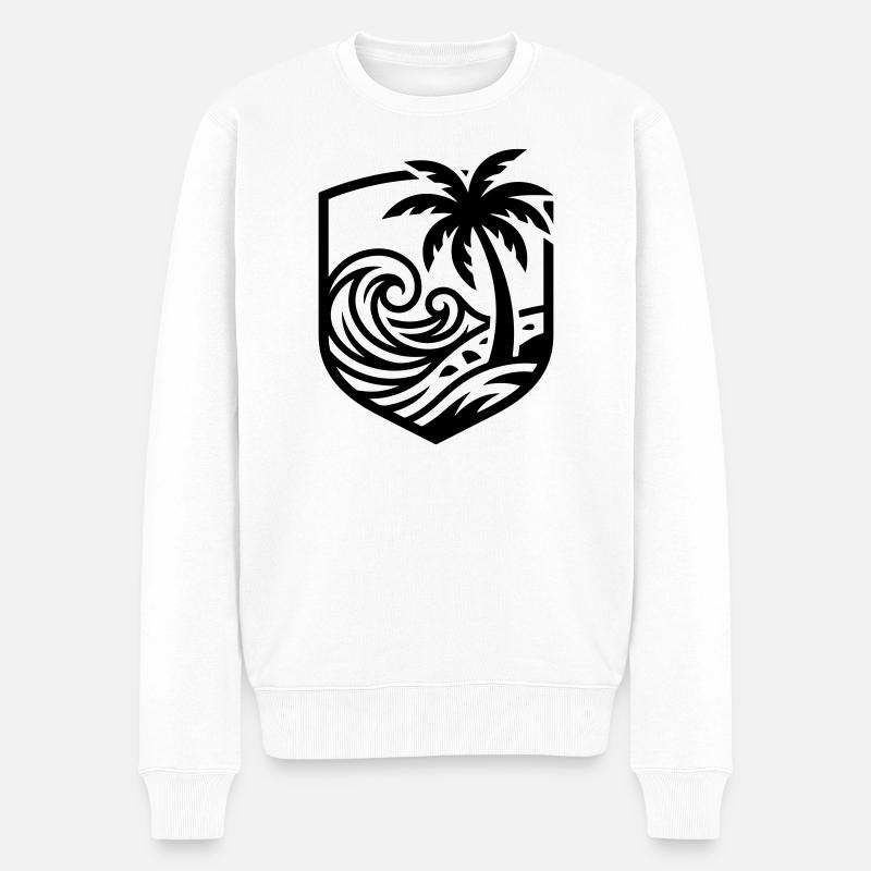 Palmen Strand Ozean - Männer Premium Bio Pullover - Weiß