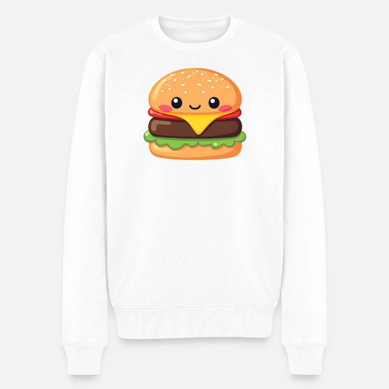 hamburger - Pull Premium bio Homme - blanc