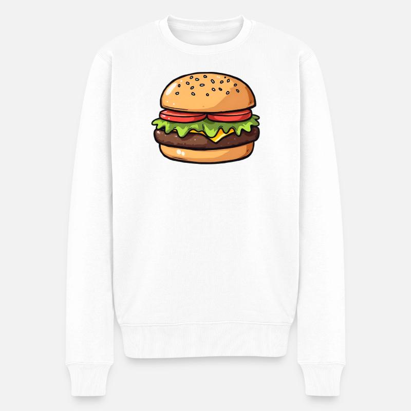 hamburger - Pull Premium bio Homme - blanc