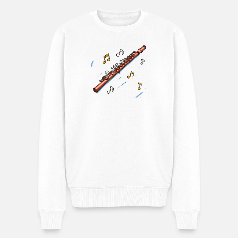 Flöte Skizze - Männer Premium Bio Pullover - Weiß