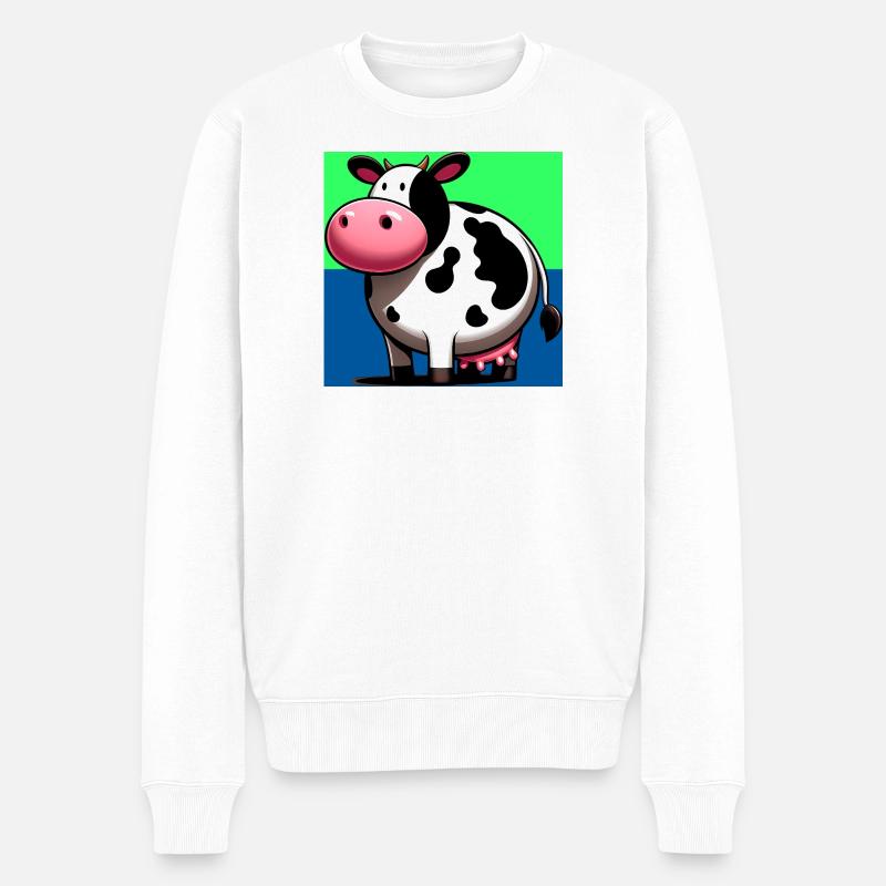 Kuh - Männer Premium Bio Pullover - Weiß