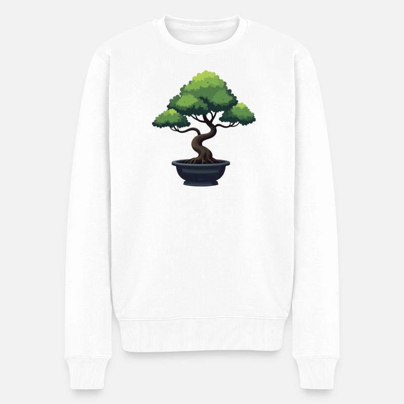 Bonsai Baum - Männer Premium Bio Pullover - Weiß