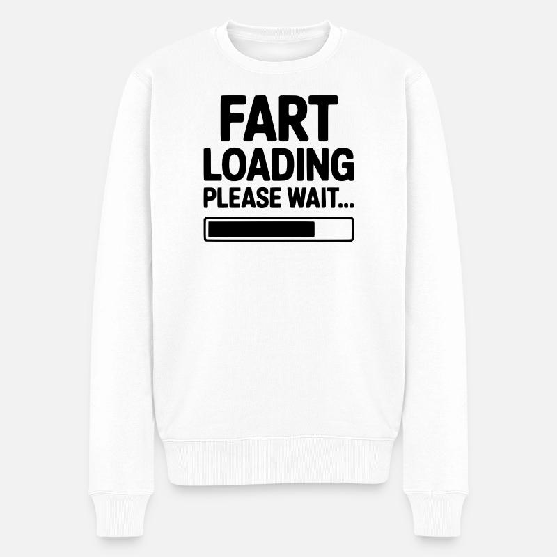Furz-Laden, bitte warten... - Männer Premium Bio Pullover - Weiß