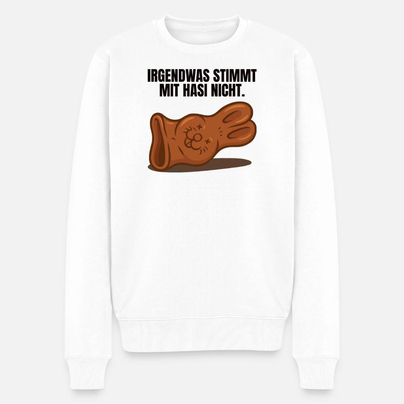Hasi Ostern Schokohase lustig - Männer Premium Bio Pullover - Weiß