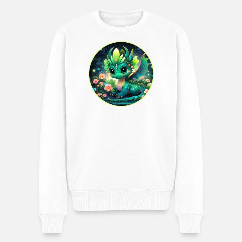 Drachenjunge im Regenwald - Männer Premium Bio Pullover - Weiß