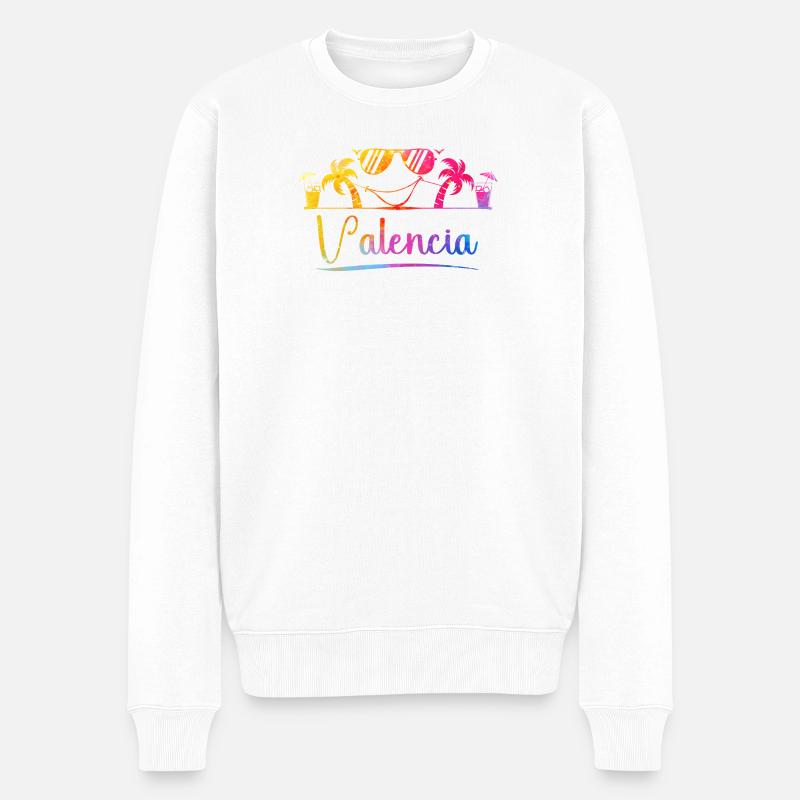 Valencia Strandfarben - Männer Premium Bio Pullover - Weiß