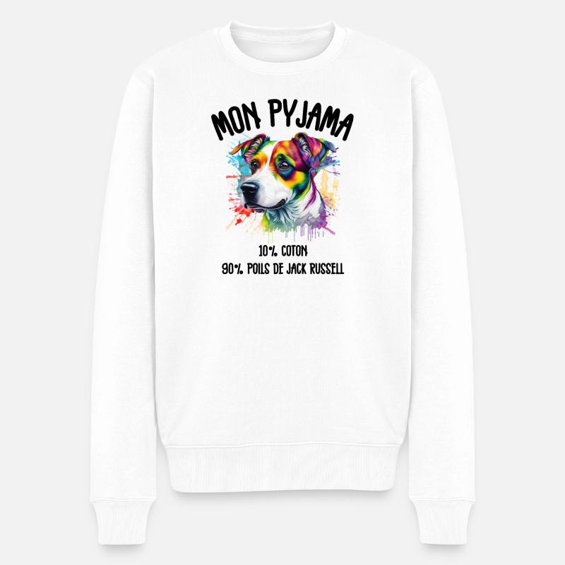 Pyjama Chien Jack Russell Humour - Pull Premium bio Homme - blanc