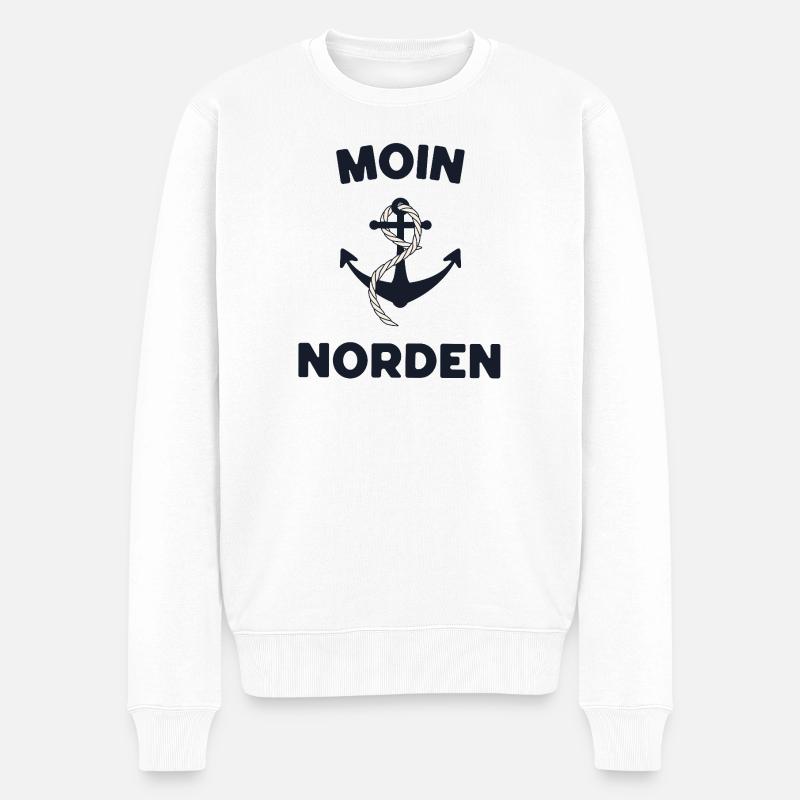 Moin Norden – Maritimes Anker-Design - Männer Premium Bio Pullover - Weiß