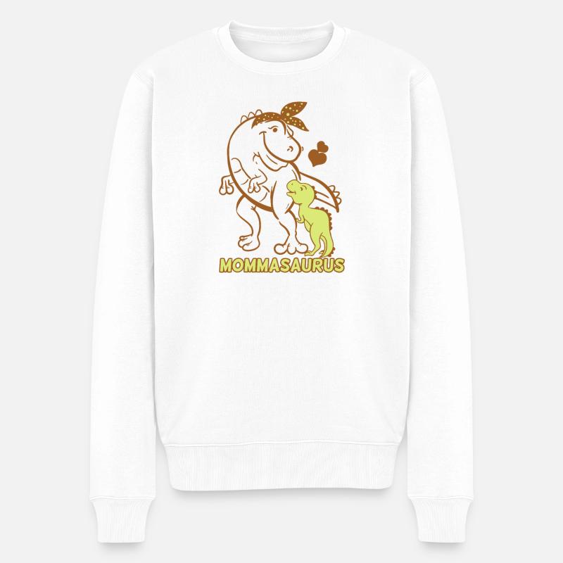 Mommasaurus: Dino Mom & Baby - Männer Premium Bio Pullover - Weiß