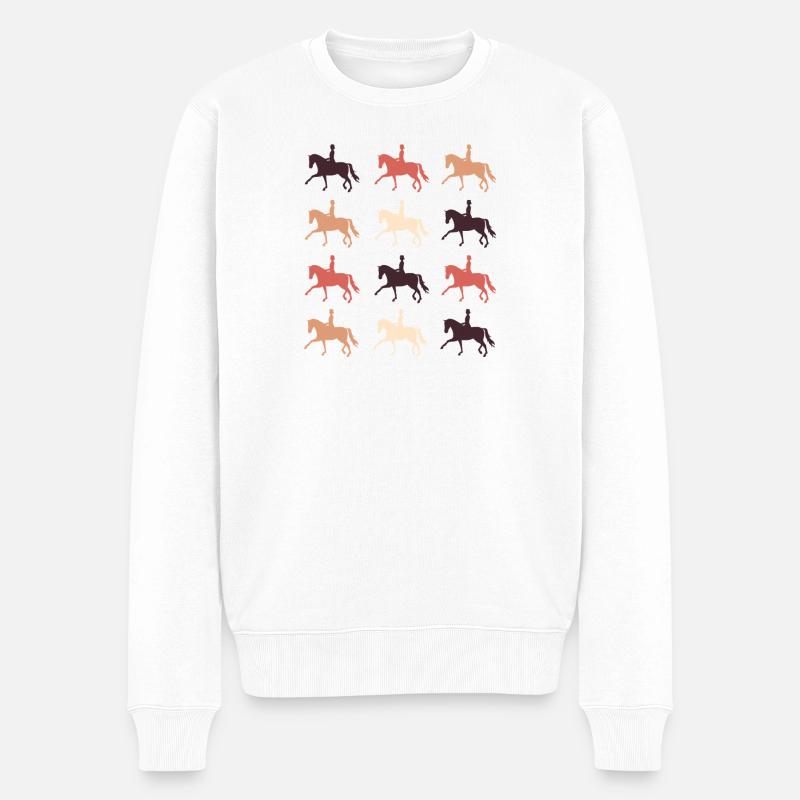 Dressurpferd - Männer Premium Bio Pullover - Weiß