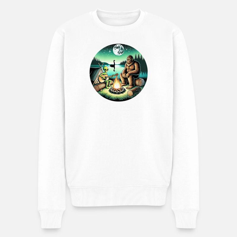 Alien Bigfoot UFO Sasquatch Believers Raumschiff - Männer Premium Bio Pullover - Weiß