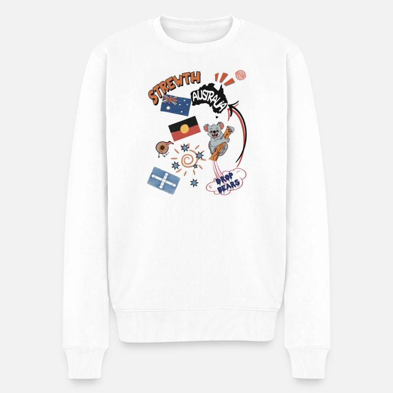 Collage australien Strewth & Drop bears - Pull Premium bio Homme - blanc