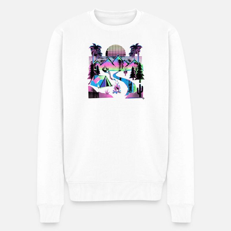 Retro Wave Camper - Männer Premium Bio Pullover - Weiß