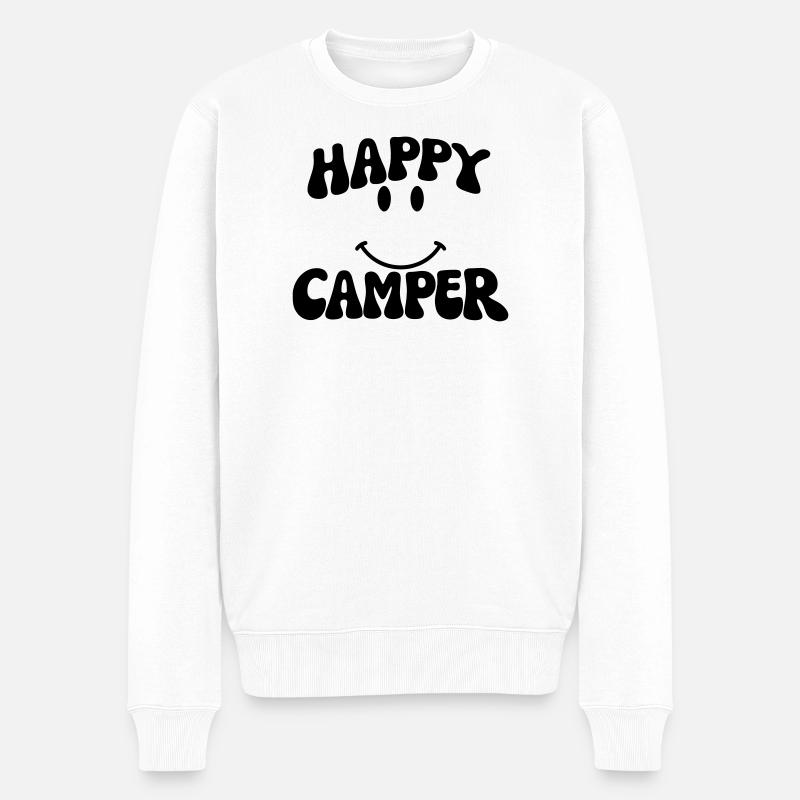 Happy Camper - Männer Premium Bio Pullover - Weiß