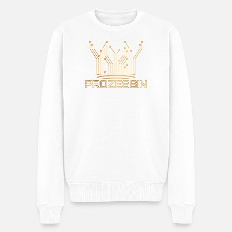 Prozessin - Prozessor trifft Prinzessin  - Männer Premium Bio Pullover - Weiß