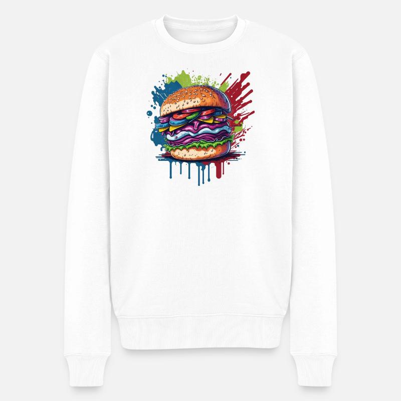 Burger - Hamburger - Fastfood - Männer Premium Bio Pullover - Weiß