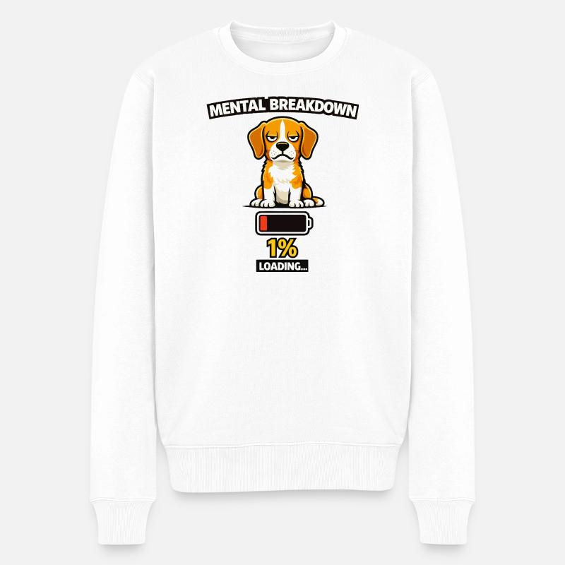 Effondrement mental du Beagle Loading - Pull Premium bio Homme - blanc