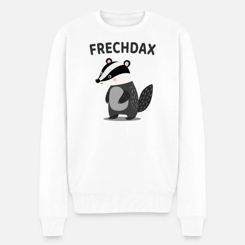 Frechdax Lustiger Dachs Wortspiel - Männer Premium Bio Pullover - Weiß