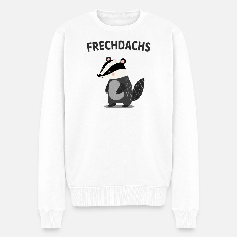 Frechdachs Lustiger Dachs Spruch - Männer Premium Bio Pullover - Weiß