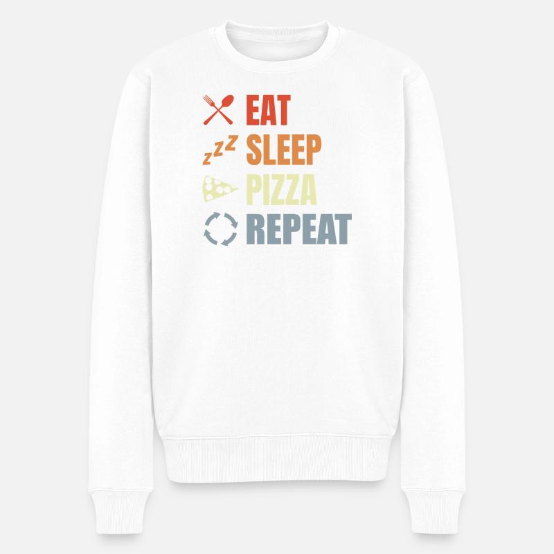 Eat Sleep Pizza Repeat - Männer Premium Bio Pullover - Weiß