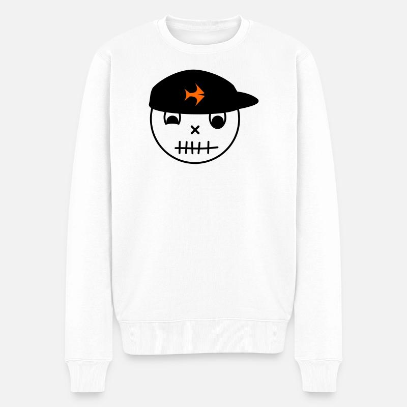 Souriant avec un bonnet à poisson - Pull Premium bio Homme - blanc