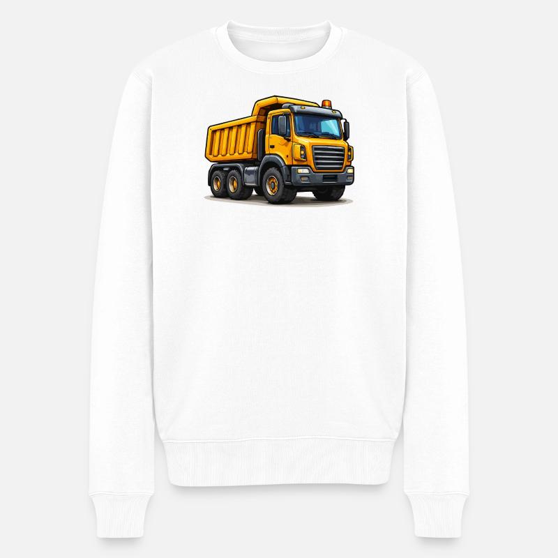 Baufahrzeug Kipplaster - Männer Premium Bio Pullover - Weiß