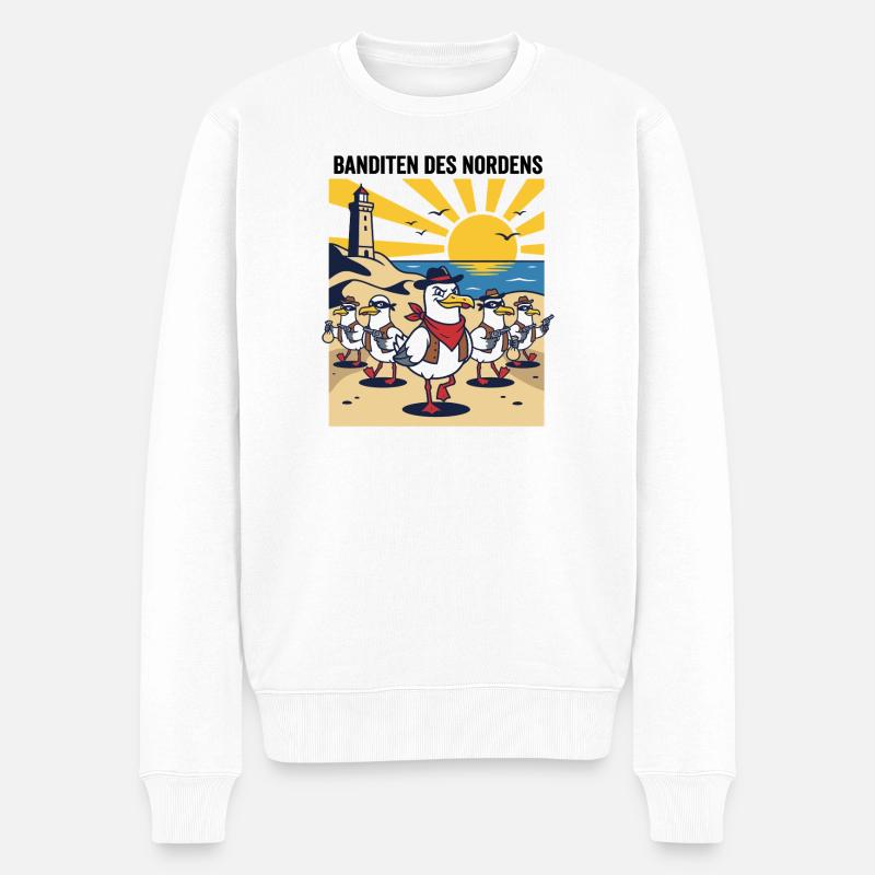 Banditen des Nordens Möwen Fischbrötchen Diebe - Männer Premium Bio Pullover - Weiß