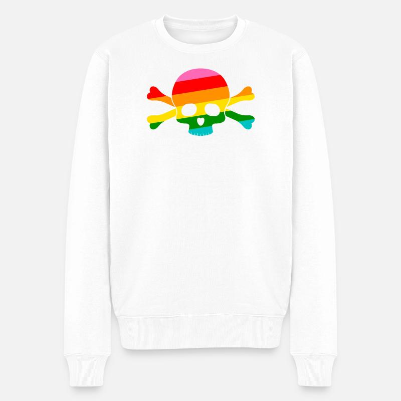 Crâne arc-en-ciel - Pull Premium bio Homme - blanc
